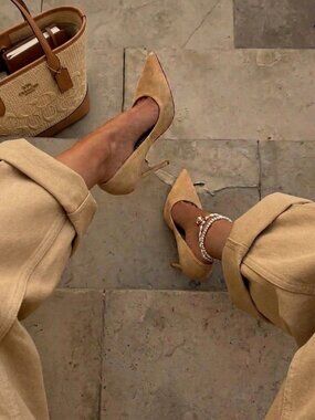 Jimmy Choo Tan Pointed Toe Heels